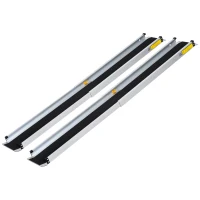HOMCOM Set of 2 3'-5' Portable Wheelchair Ramp Telescoping Retractable Aluminum Mobility Easy Access Carrier Ramp Scooter Walker Loading Skidproof PVC Carpeted(m-2)