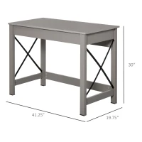 HOMCOM Rectangle Laptop Table Minimalist Style Home Office Computer Desk Writing Workstation  Grey Wood Grain(m-3)