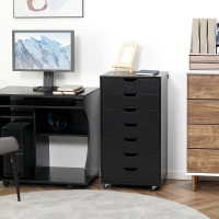 Vinsetto 7-drawer Vertical File Cabinet for Home Office, Storage Cabinet with Wheels, 18.7"x15.6"x35.4", Black