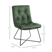 HOMCOM Modern Comfort Style Leisure Accent Chair with X-Shaped Metal Base and Straight Back for Living Room, Dining Room, Office, Green(m-3)