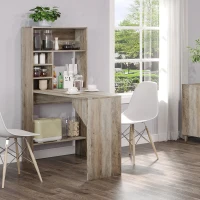 HOMCOM Nordic Style Computer Desk, Dining Table, Workstation PC Laptop Writing Table with Hutches Storage Shelf Grey(m-5)