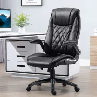 Vinsetto High-Back Office Chair Executive Swivel Computer Desk Chair, with PU Leather, Flip-up Armrest, Black(m-1)