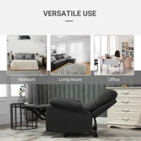 HOMCOM Single Recliner Sofa Lounge Linen Fabric Manual Adjustable Reclining Armchair with Padded Back for Home Theater, Living Room, Charcoal Grey(m-8)