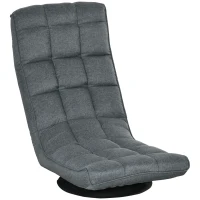 HOMCOM 360° Swivel Floor Chair, Folding Recliner Gaming Chair, Lazy Sofa Lounger with Adjustable Backrest Headrest, Thick Sponge Padding, Relaxing Reading, Light Grey(m-2)