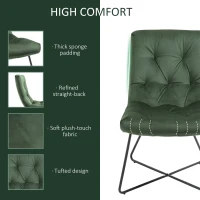 HOMCOM Modern Comfort Style Leisure Accent Chair with X-Shaped Metal Base and Straight Back for Living Room, Dining Room, Office, Green(m-7)