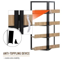 HOMCOM 4-Tier Freestanding Bookcase Bookshelf, Metal Frame Wooden Storage Organizer Shelf with Anti-toppling Design for Home Office, Oak & Black(m-5)