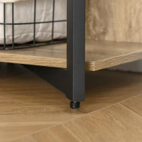 HOMCOM 4-Tier Freestanding Bookcase Bookshelf, Metal Frame Wooden Storage Organizer Shelf with Anti-toppling Design for Home Office, Oak & Black(m-8)