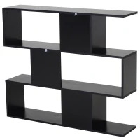 HOMCOM Versatile 3-tier Multi-Shelf Bookshelf Wood Stand Bookcase Storage Display Home Office Organizer, Black(m-2)