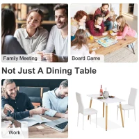 HOMCOM 47'' Mid-Century Modern Dining Table with Solid Wood Legs and Adjustable Feet Rectangular Kitchen Table for Dining Room(m-6)