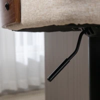 HOMCOM Counter Height Bar Stools Set of 2 with Solid Wood Back, Height Adjustable Swivel Barstools, Button Tufted Linen Fabric Bar Chairs with Footrest, Beige(m-10)