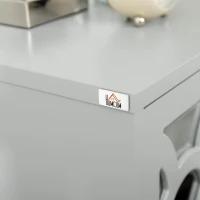 HOMCOM Modern Bedside Table, Side End Table with Drawers and Front Mirror, 15.4"x14.4"x23.6", Gray(m-9)