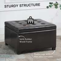 HOMCOM  Faux PU Leather Tufted Storage Ottoman Upholstered Accent Bench Seat Cube Storage Box Footrest Stool(m-5)
