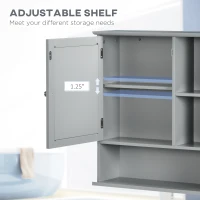 kleankin Wall-Mounted Medicine Cabinet, Bathroom Mirror Cabinet with Doors and Storage Shelves, Grey(m-6)