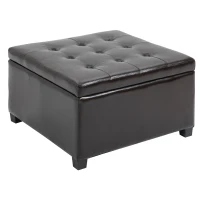 HOMCOM  Faux PU Leather Tufted Storage Ottoman Upholstered Accent Bench Seat Cube Storage Box Footrest Stool(m-2)