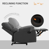 HOMCOM Single Recliner Sofa Lounge Linen Fabric Manual Adjustable Reclining Armchair with Padded Back for Home Theater, Living Room, Charcoal Grey(m-4)