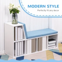 HOMCOM Multi-Purpose Bookshelf with 5 Cubes, 5-Cubby Bookcase with Cushioned Reading Nook and Storage Shelves, Blue(m-4)