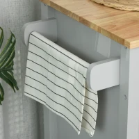 HOMCOM Wooden Rolling Kitchen Island on 360° Swivel Wheels Dining Cart with Drawer, Towel Rack for Kitchen, Grey(m-10)