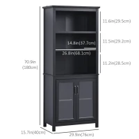 HOMCOM 3-Tier Multifunctional Bookcase, Storage Bookshelf, Display Shelves with Glass Doors, Open Compartments and Adjustable Shelves for Home Office, Living Room, Study, Black(m-3)