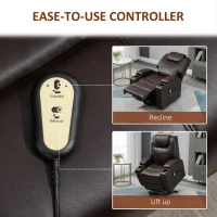 HOMCOM PU Leather Power Lift Chair for Elderly with Cup Holders Side Pockets Footrest and Remote Control (Brown)(m-6)