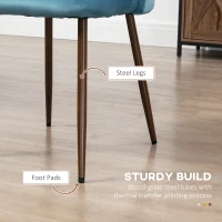 HOMCOM Upholstered Dining Chairs Set of 4, Velvet Accent Chair with Back and Wood-grain Steel Leg for Kitchen, Blue(m-6)