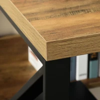 HOMCOM 55”  Computer Writing Desk, Corner Workstation, Laptop Table with K-Shaped Steel Leg and Storage Shelf, Brown and Black(m-7)