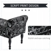 HOMCOM 51'' Armed Upholstered Fabric Bedside Bench Ottoman Footstool for Bedroom, Entryway, Living Room, Black(m-4)