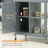 HOMCOM Rolling Kitchen Cart with Wood Top and Drawer, Kitchen Island on Wheels for Dining Room, Grey(m-7)