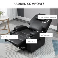 HOMCOM PU Leather Power Lift Chair for Elderly with Cup Holders Side Pockets Footrest and Remote Control (Black)(m-7)