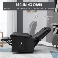 HOMCOM PU Leather Electric Power Lift Chair for Elderly with Remote Control and Footrest for Living Room (Black)(m-4)