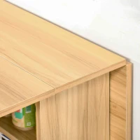 HOMCOM Folding Dining Table, 55" Drop Leaf Table for Small Spaces, Foldable Table with Storage Shelves for Kitchen, Dining Room, Teak(m-10)