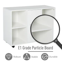 Vinsetto Mobile Office File Cabinet with Door Storage Shelves Printer Stand Unit With 360 Degree Casters White(m-6)