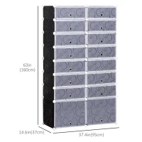 HOMCOM Cube Storage Organizer, 16-Cube Panels Closet Organizer, Modular Storage Cabinet for Bedroom, Black and White(m-3)