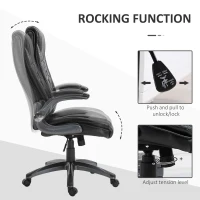 Vinsetto High-Back Office Chair Executive Swivel Computer Desk Chair, with PU Leather, Flip-up Armrest, Black(m-5)