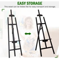 HOMCOM 55" Beech Wood Adjustable Folding Art Easel Stand that Tilts up to 90° Degrees with Sturdy Material, Black(m-4)