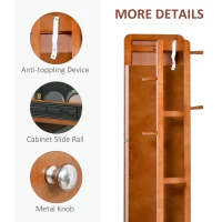 HOMCOM Full Length Mirror with Jewellery Cabinet, Hanging Cloth Bar, Coat Rack, 360° Rotate Floor Mirror for Bedroom, Living Room, Light Walnut(m-8)