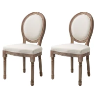 HOMCOM Set of 2 Armless Linen French Chic Dining Chair with Curved Backrest Cream(m-2)