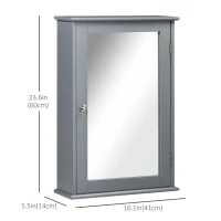 kleankin Bathroom Mirror Cabinet, Wall Mounted Medicine Cabinet with Door and Shelves, Grey(m-3)