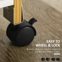 HOMCOM Kitchen Island with Storage, Bamboo Kitchen Cart on Wheels with 2 Drawers, 2 Metal Baskets, Open Shelves and Casters with Lock, Natural(m-6)