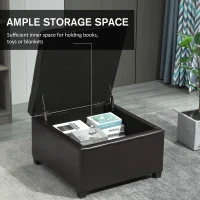 HOMCOM  Faux PU Leather Tufted Storage Ottoman Upholstered Accent Bench Seat Cube Storage Box Footrest Stool(m-4)