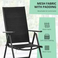 Outsunny 9-Piece Patio Dining Set for 8, Outdoor Aluminum Frames Dining Furniture Set with Expandable Table, Adjustable High Back Portable Chairs and Mesh Fabric Seats, Black(m-7)