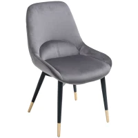 HOMCOM Mid-Century Upholstered Dining Chair Velvet-Touch Fabric Tufted Accent Chair with Metal Legs for Kitchen(m-2)