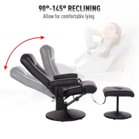 HOMCOM Massage Recliner Ottoman Set Electronic Swivel Armchair with Wrapped Base and Matched Footrest 10 Vibration Modes Black(m-4)