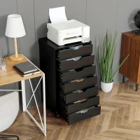 Vinsetto 7-drawer Vertical File Cabinet for Home Office, Storage Cabinet with Wheels, 18.7"x15.6"x35.4", Black(m-9)