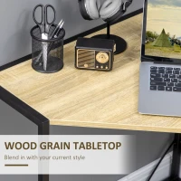 HOMCOM Corner Desk, Computer Writing Desk with Metal Frame for Small Spaces, Home Office, Natural(m-5)