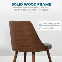 HOMCOM Dining Chairs Set of 2, Tufted Kitchen Chairs, PU Leather Upholstered Seats and Steel Legs for Dining Room, Grey(m-7)