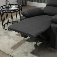 HOMCOM Single Recliner Sofa Lounge Linen Fabric Manual Adjustable Reclining Armchair with Padded Back for Home Theater, Living Room, Charcoal Grey(m-9)