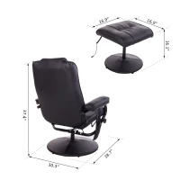 HOMCOM Massage Recliner Ottoman Set Electronic Swivel Armchair with Wrapped Base and Matched Footrest 10 Vibration Modes Black(m-3)