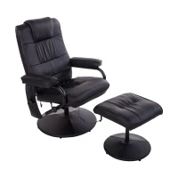 HOMCOM Massage Recliner Ottoman Set Electronic Swivel Armchair with Wrapped Base and Matched Footrest 10 Vibration Modes Black(m-2)
