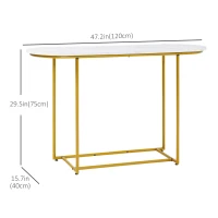 HOMCOM 47" Console Table, Modern Sofa Table with Gold Steel Legs for Entryway, Living Room and Bedroom, White and Gold(m-3)