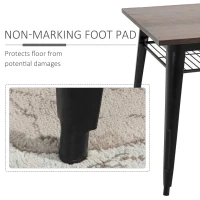 HOMCOM Industrial Dining Table Bar Table with Grid Storage Shelf, Pub Desk with Metal Frame for Living Room, Kitchen, Bedroom(m-6)